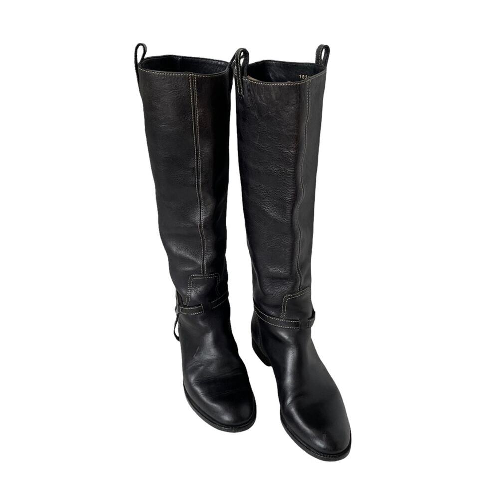 Gucci Interlocking G Logo Tall Riding Boots Knee Leather Black 7 GUC - Picture 13 of 16